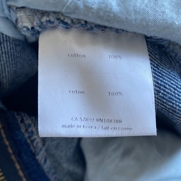 Oak + Fort Wide Leg crop Raw Hem Rigid Jeans Medium - Picture 8 of 9